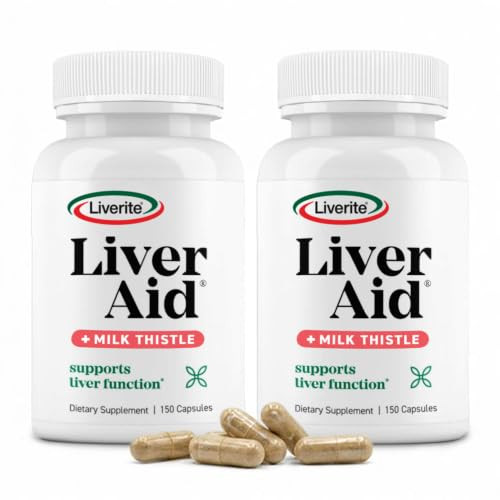 Liverite Liver Aid 2 Pack (Total Liver Support Supplement With Amino Acids 150 Capsules 2 Pack