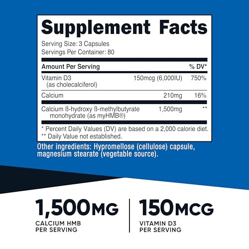 Nutricost Hmb And Vitamin D3 Supplement 240 Capsules 1500Mg