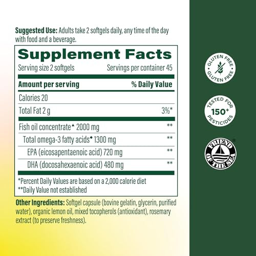 Megafood Fish Oil Omega 3 Supplements 90 Softgels 2000Mg