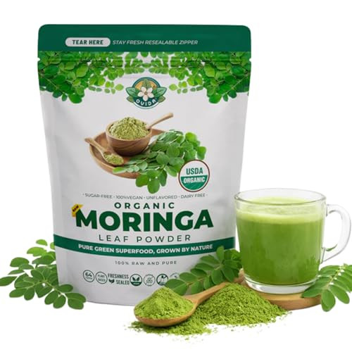 Ovida Organic Moringa Leaf Powder Pure Moringa Powder Caffeine Green 4 Oz 113G