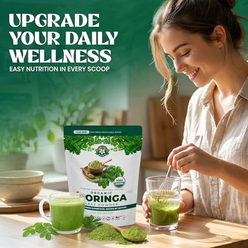 Ovida Organic Moringa Leaf Powder Pure Moringa Powder Caffeine Green 4 Oz 113G