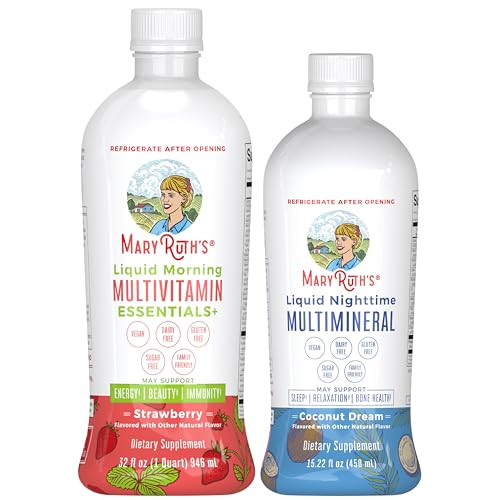 Maryruth's Liquid Morning Multivitamin (Strawberry) & Liquid Nighttime Multimineral (Coconut 15Oz