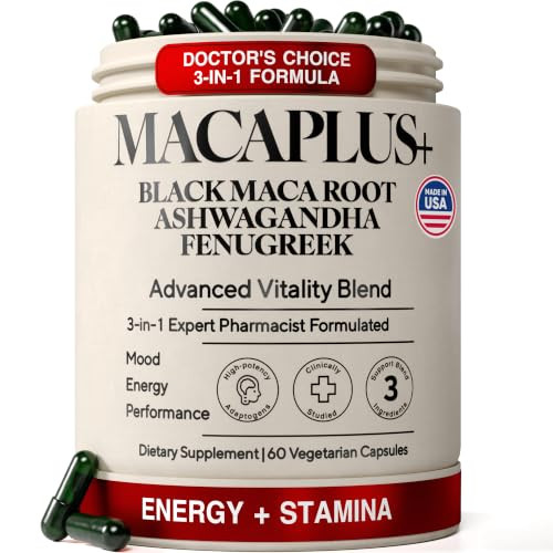 Plus+Ultra Organic Peruvian Black Maca Root Capsules 60 Ct 1500Mg