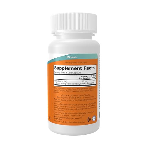 Now Foods Supplements Iron Non Constipating Essential Mineral 120 Veg Capsules 18 Mg