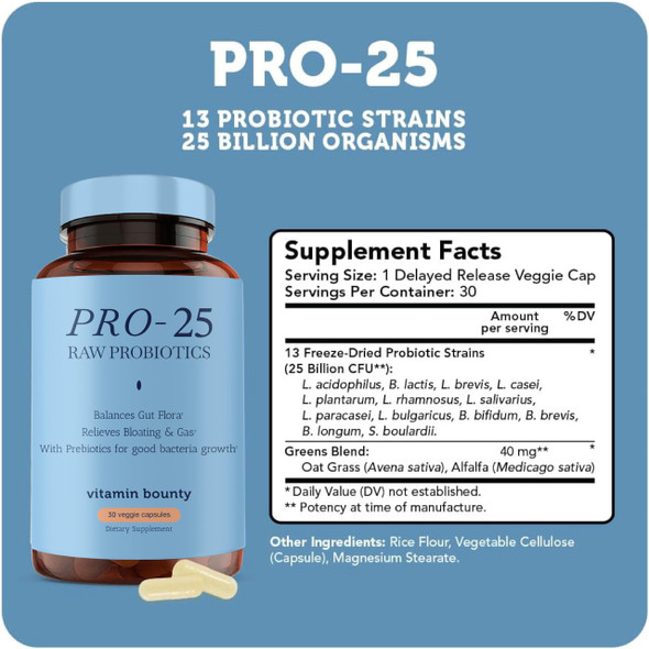 Vitamin Bounty Pro 25 Probiotics For Women & Men 30 Veg Capsules
