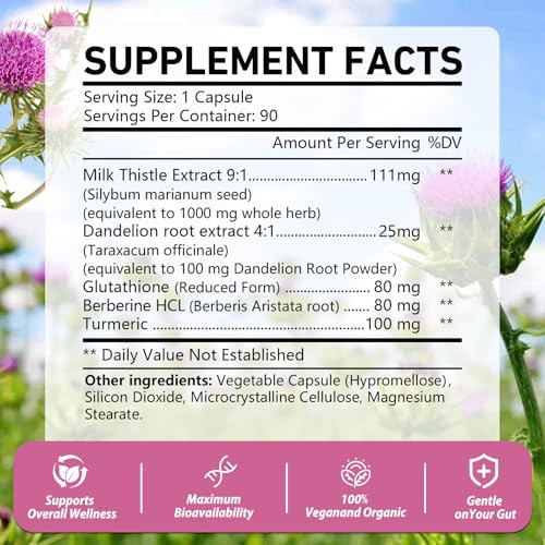 Omogs Organic Milk Thistle Herbal Liver Support Milk Thistle Supplement With 90 Capsules
