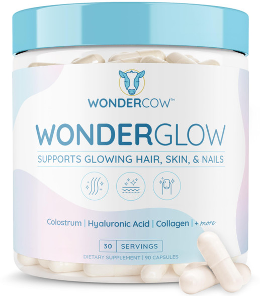 Wondercow Hair Skin And Nails Vitamins W/Bovine Colostrum Collagen Hyaluronic Acid 30 Servings