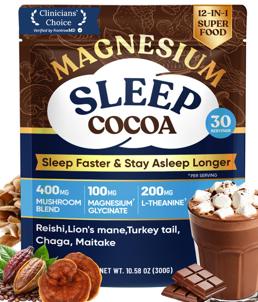 Venture Pal Mushroom Hot Cocoa Powder Natural Sleep Aid With Magnesium Glycinate 30 Servings 3Mg