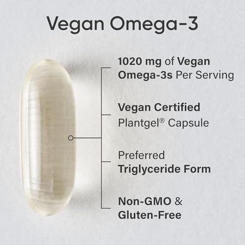 Sports Research Vegan Omega 3 Algae Oil Plantgels 60 Count 1040Mg