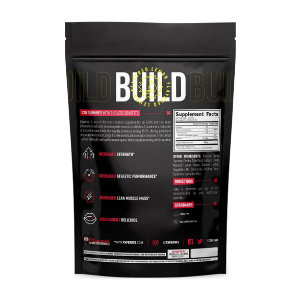 Xwerks Build Creatine Gummies For Men And Women 100% Pure Creatine 120 Count 4G