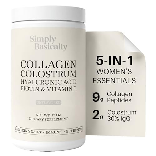 Simply Basically Colostrum Powder With Collagen Peptides Biotin Hyaluronic Acid & Vitamin 30 Servings
