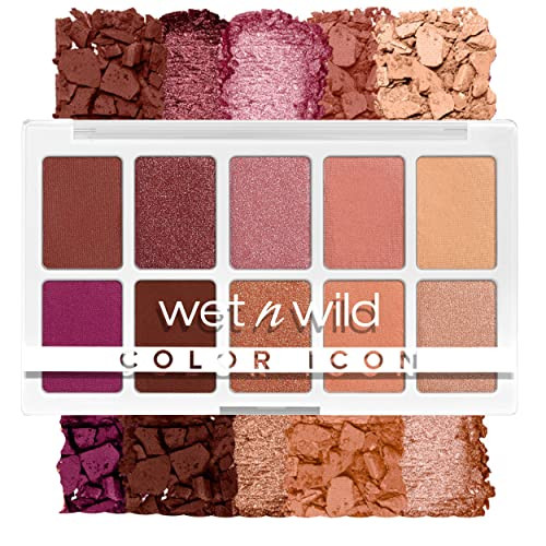 Wet N Wild Color Icon 10-Pan Eyeshadow Makeup Palette Long Lasting Shimmer Metallic Glittery Matte Rich Smooth Pigment Cruelty - Pink Heart And Sol