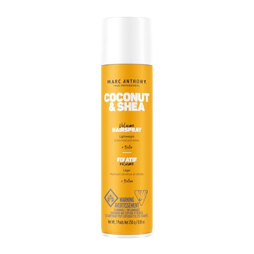 Marc Anthony Volumizing Hair Spray For Volume & Shine Coconut & Shea - Long Lasting Anti-Humidity Flexible Hold Hairspray With No Flaking Stiffness Or Residue - Hair Styling Fights & Reduces Frizz