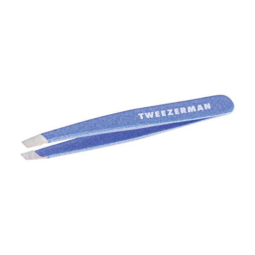 Tweezerman Mini Slant Tweezer - Tweezers For Eyebrows Travel Tweezers For Eyebrows Facial Hair (Granite Sky)