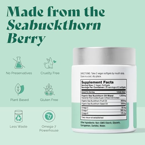 Sibu Femininity Smooth As Silk 30-Day Refill Sachet For Vaginal Dryness ( ) Sea Buckthorn Oil With Omega 7 Omega 3 60 Softgels 365Mg