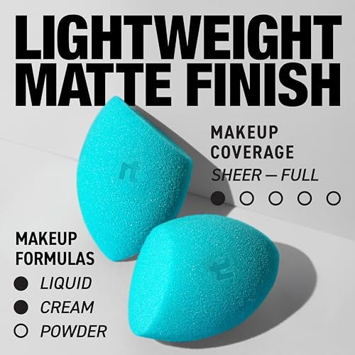 Real Techniques Miracle Airblend Sponge Matte Makeup Blending Sponge For Liquid Cream & Powder Products Medium To Full Coverage Foundation Sponge Latex- Foam 1 Count