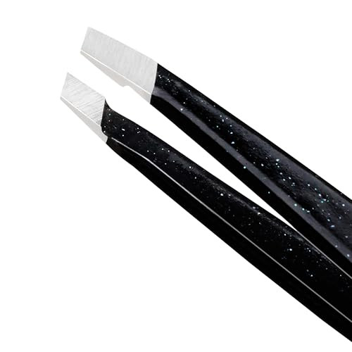 Tweezerman Mini Slant Tweezer - Tweezers For Eyebrows Travel Tweezers For Eyebrows Facial Hair (Dusted Onyx)