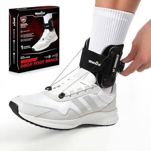 Welnove Adjustable Afo Foot Drop Brace With Dual-Knob - Lightweight Foot Drop Brace For Walking Gait Improvement Pain Relief And Achilles Tendon Support - Fits Left/Right Foot