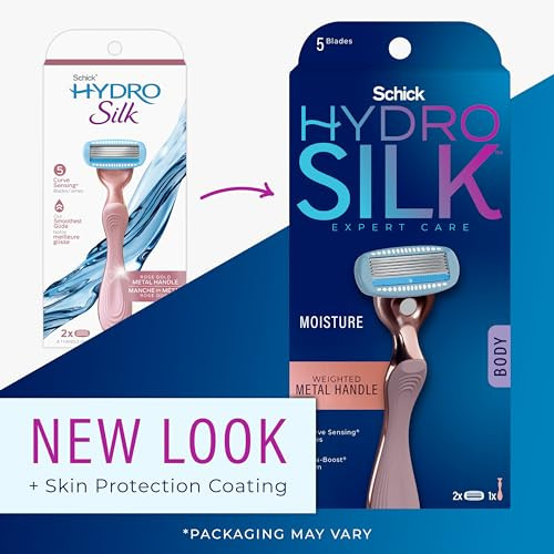 Schick Hydro Silk Rose Gold Metal Razor For Women Womens Razors 5-Blade Razors For Women Includes 1 Womens Razor Handle & 2 Refills