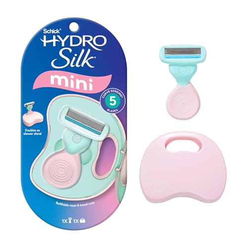 Schick Hydro Silk Mini Razor For Women Womens Razors For Shaving Travel Size Toiletries 5-Blade Travel Razor Includes 1 Mini Handle 1 Refill & 1 Case