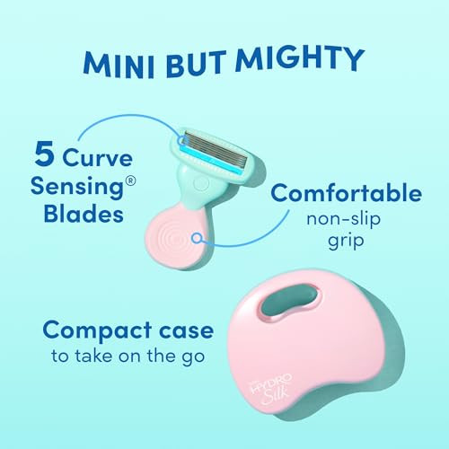 Schick Hydro Silk Mini Razor For Women Womens Razors For Shaving Travel Size Toiletries 5-Blade Travel Razor Includes 1 Mini Handle 1 Refill & 1 Case