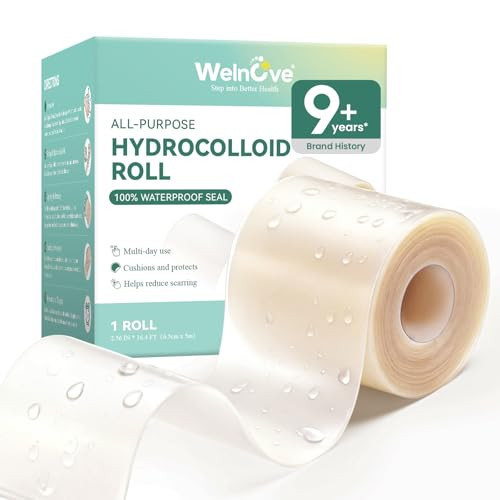 Welnove Hydrocolloid Roll For Wound Care - Hydrocolloid Patch Bandages With Self-Adhesive Ultra Absorbent For Burn Blister Acne Care Flexible & Waterproof - 2.5In X 16Ft Cut To Fit
