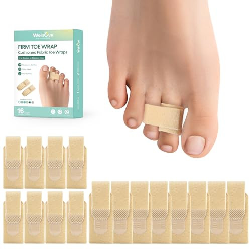 Welnove Hammer Toe Straightener - Broken Toe Wraps - Hammer Toe Corrector For Women - Toe Splints For Crooked Toes Curled Toes Bent Toes - (Multi-Size Firm Beige) 16 Pack