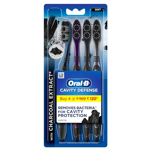 Oral-B Cavity Defense 123 Soft Black Toothbrush ( ) - India - Assorted Colours Pack Of 4