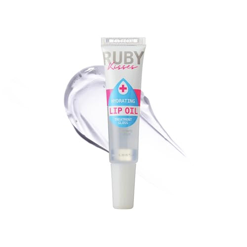 Ruby Kisses Hydrating Clear Lip Oil Treatment Gloss ( ) Hydrates & Heals With Vitamin E & Jojoba Lightweight Non-Greasy Formula With Almond Oil Repair & Protect Dry Chapped Lips 1 Pack