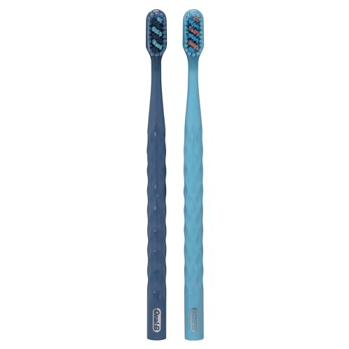 Oral-B Brilliance Premium Whitening Toothbrush With Plaque Eraser Medium Sky Blue And Gray 2 Count