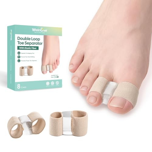 Welnove Bunion Toe Separators For Overlapping Toes - Toe Spacers & Bunion Corrector For Women Men Gel Straightener With 2 Loops Relieves Foot Pain From Big Toe Misalignment 8 Pcs