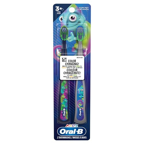 Oral-B Kid's Manual Toothbrush With Extra Soft Color Changing Bristles For Ages 3+ 2 Count