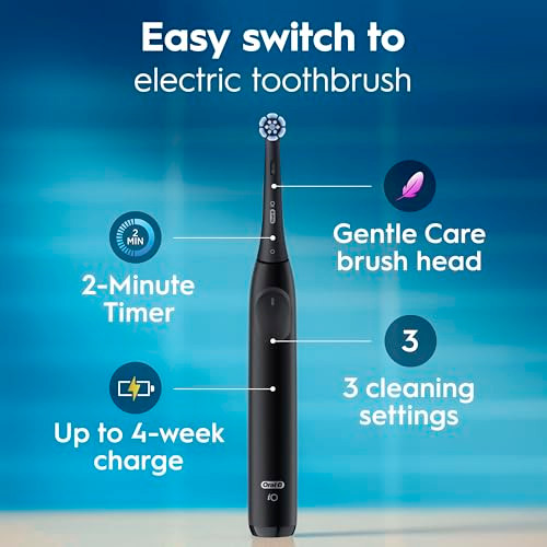 Oral-B Rechargeable Electric Toothbrush Io2 3 Cleaning Modes Automatic Pressure Sensor To Protect Gums Night Black
