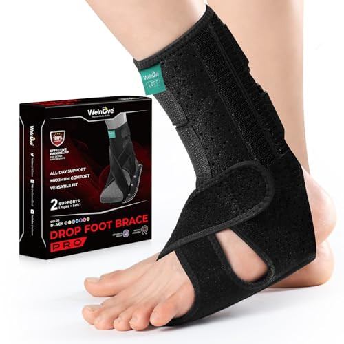 Welnove Upgraded Drop Foot Brace Adjustable Lightweight Afo Support For Foot Drop Stroke Neuropathy Fits Left Or Right Foot Wearable With Shoes Or Barefoot