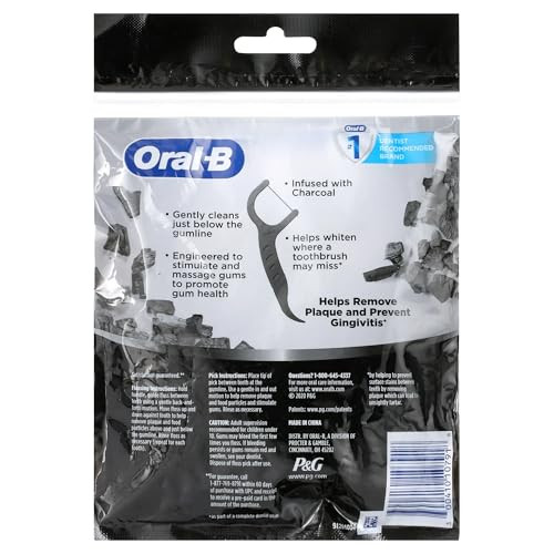 Oral-B Charcoal Infused Mint Dental Floss Picks ( ) 75 Count Pack Of 1