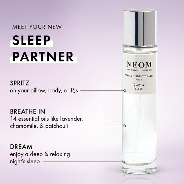 Neom Perfect Night's Sleep Mist For Body & Pillow Lavender & Chamomile I Perfect Night's Sleep Range Essential Oils Pillow Mist 1 Fl Oz