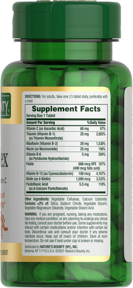 Nature's Bounty Super B Complex With Vitamin C & Folic Acid Immune & Energy Support 150 Tablets Pack Of 2
