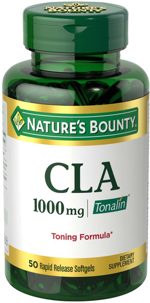 Nature's Bounty Tonalin Pills And Dietary Supplement Diet And Body Support 50 Rapid Release Softgels 1000 Mg