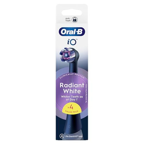 Oral-B Io Series Radiant White Black Original Round Brush Heads Angled Bristles For Deeper Plaque Removal With Polishing Petals For Teeth Whitening 4