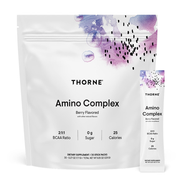 THORNE - Amino Complex - Clinically-Validated EAA and BCAA Powder for Pre or Post-Workout - Promotes Lean Muscle Mass & Exercise Recovery* - Berry - NSF Certified for Sport - Dairy-Free - 30 Serving