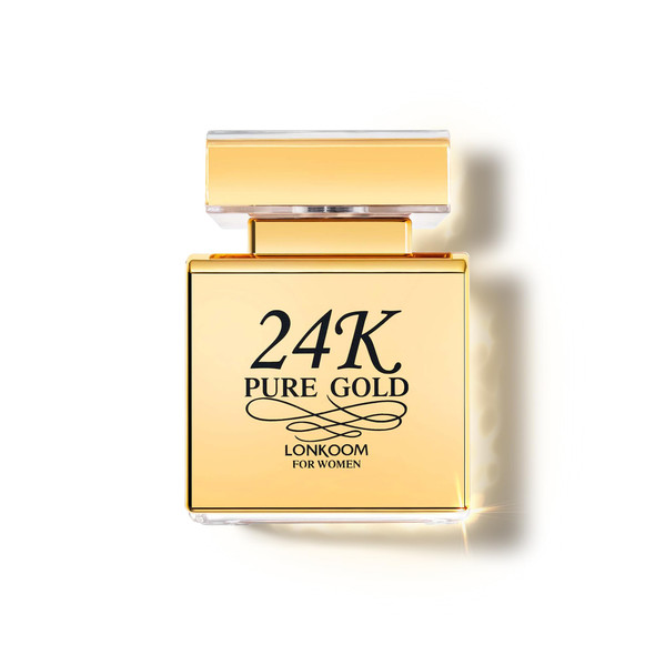 Lonkoom 24K Pure Gold Perfume for Women Sweet Vanilla Perfumes Long Lasting Fragrance Eau de Parfum Praline Amber Fruity Strawberry Rose Musk Chocolate Notes 3.4 Fl Oz