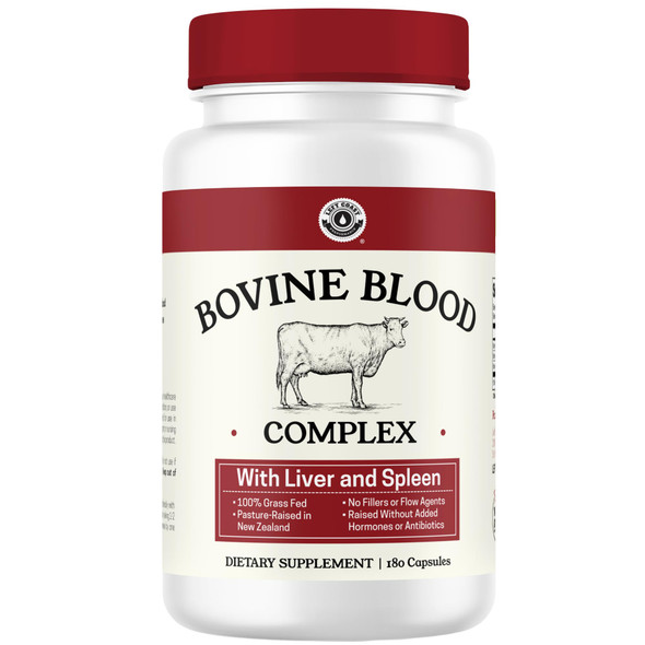 Left Coast Performance Grass Fed Bovine Blood and Beef Liver Supplement –100% Grass Fed New Zealand Pasture Raised Beef Organs - Natural Blood Builder Non GMO Freeze Dried –180 Capsules