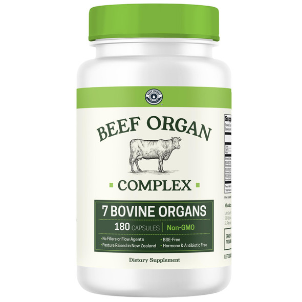 Left Coast Performance Beef Organ Supplement Grass Fed - 7 Beef Organs Complex from New Zealand - Liver Heart Pancreas Kidney Lung Spleen Bone Marrow - Non-GMO No Fillers Hormone & Antibiotic Free - Carnivore Diet - 180ct