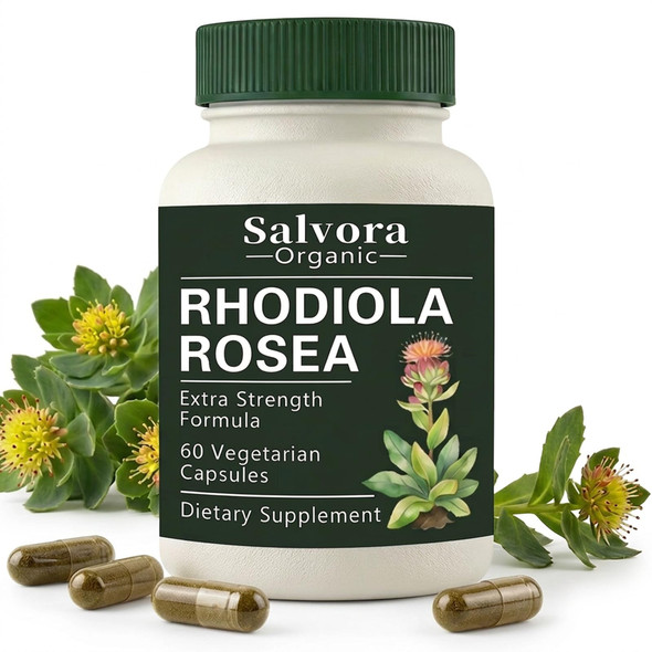 Rhodiola Rosea Rhodiola Rosea Supplement Gluten Free Non-GMO  Vegan-60 Capsules