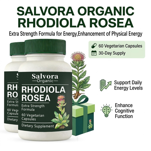 Rhodiola Rosea Rhodiola Rosea Supplement Gluten Free Non-GMO  Vegan-60 Capsules