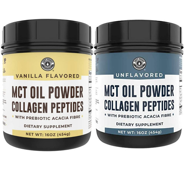Left Coast Performance Keto Vanilla MCT Collagen Powder and Keto Unflavored MCT Collagen Powder