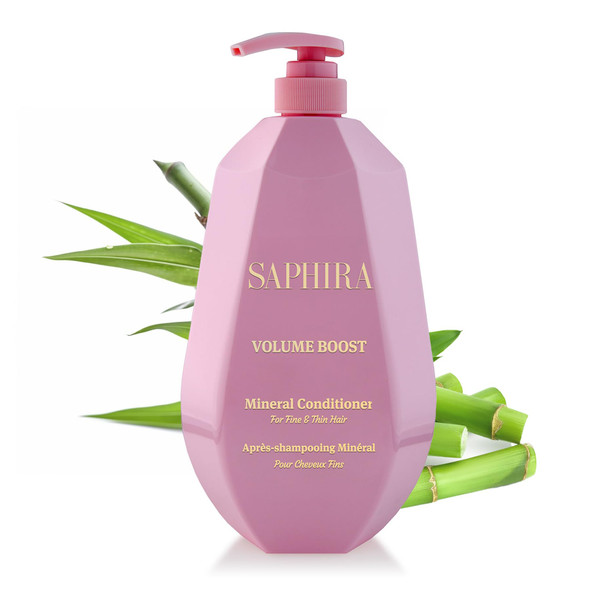 Saphira Volume Boost Mineral Conditioner with Dead Sea Minerals – Lightweight Volumizing Conditioner for Fine & Thin Hair – Body & Lift – Professional Hair Care 34oz / 1000ml