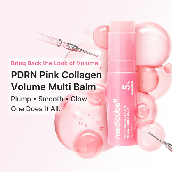 medicube PDRN Pink Collagen Volume Multi Balm Stick | Volufiline PDRN NAD Collagen | Face & Body Balm for Under-Eyes Neck Forehead Smile Lines Lips | Plumping Radiance Line Care | K-Beauty