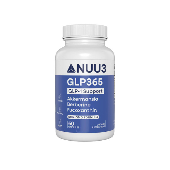 NUU3 GLP365 Natural GLP‑1 Support Supplement with Berberine Fucoxanthin Akkermansia for Appetite Blood Health & Cravings Control – Non-GMO Keto Friendly - 60 Capsules