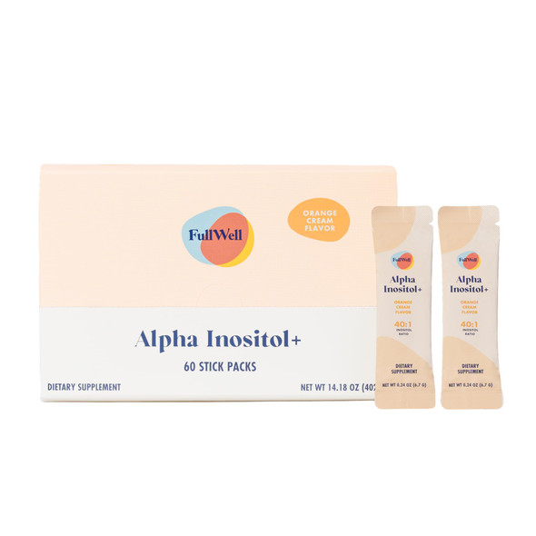 FullWell Alpha Inositol+ Stick Packs - Hormonal Ovarian & Metabolic Aid - 40:1 Myo-inositol to D-Chiro-inositol - Orange Cream - 60 Count (30 Servings)